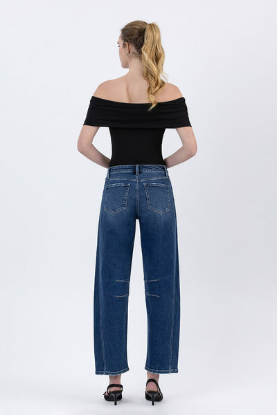 Dart Barrel Leg Jeans - Dark Wash
