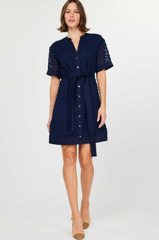 Flower Applique Button Dress