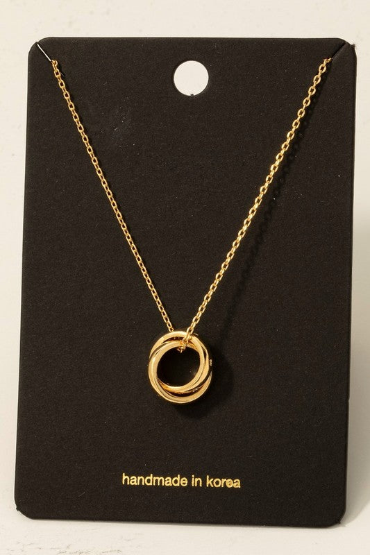 Gold Dipped Knotted Hoop Pendant Necklace