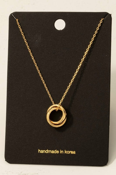 Gold Dipped Knotted Hoop Pendant Necklace