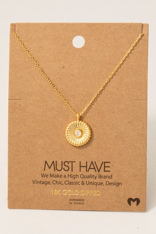 18K Gold Dipped Studded Circle Necklace