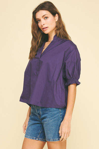 Poplin Puff Sleeve Top