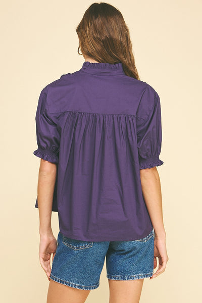 Poplin Puff Sleeve Top