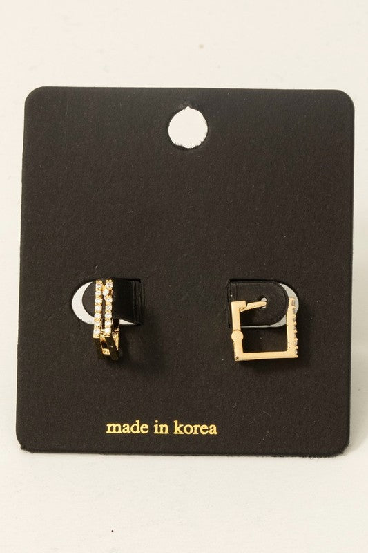 Rhinestone Mini Square Earrings