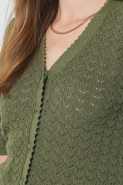 Scalloped Edge Cardigan Top - 2 Colors