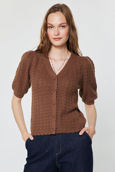 Scalloped Edge Cardigan Top - 2 Colors