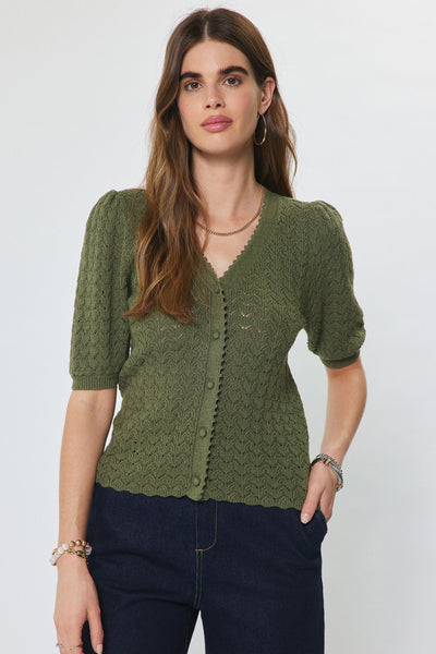 Scalloped Edge Cardigan Top - 2 Colors