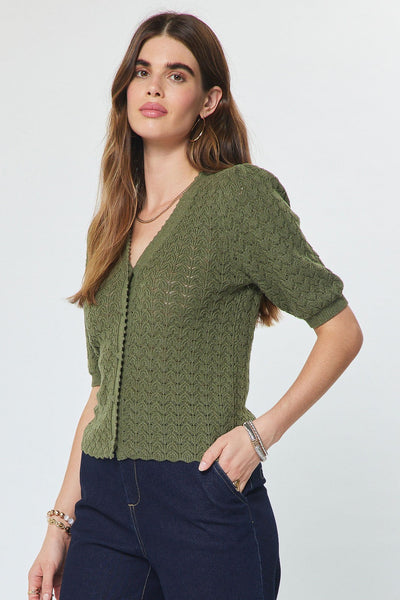 Scalloped Edge Cardigan Top - 2 Colors