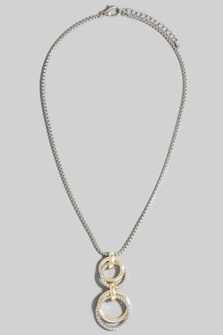 14K Gold Dipped Two Tone Circle Necklace