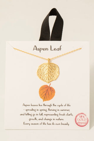 18K Gold Dipped Aspen Leaf Necklace