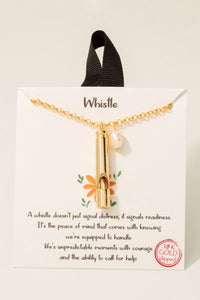 18K Gold Dipped Whistle & Pearl Necklace