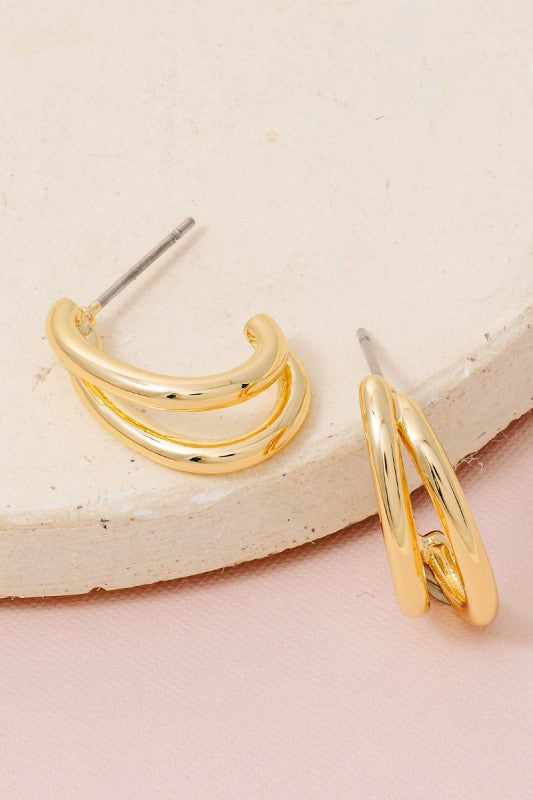 Gold Dipped Double Oval Earrings