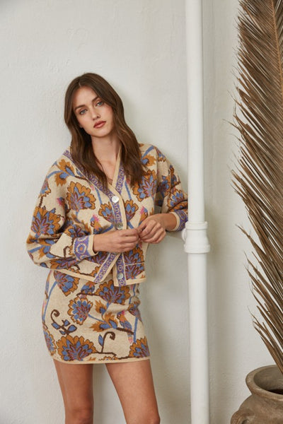 Jacquard Floral Cardigan