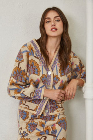 Jacquard Floral Cardigan