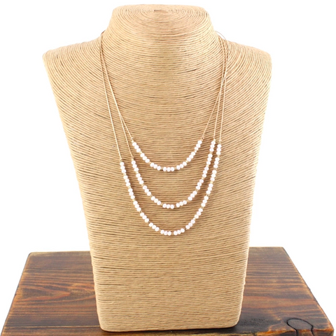 3 Row Beaded Shimmer Necklace