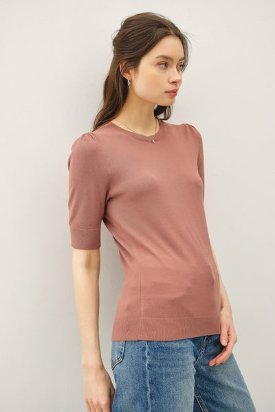Shirred Sleeve Knit Top