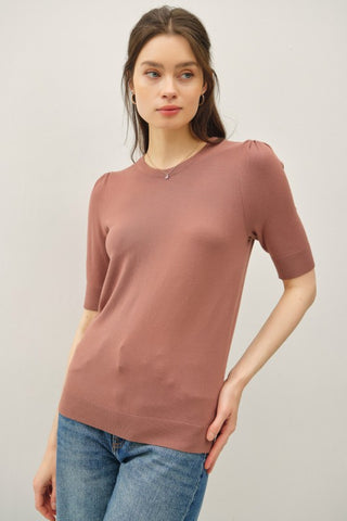 Shirred Sleeve Knit Top