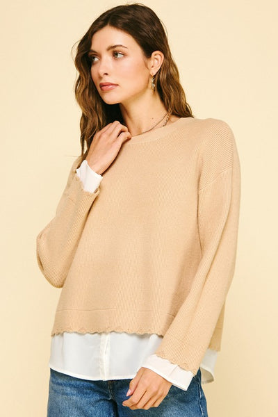 Crewneck Layered Sweater - 2 Colors