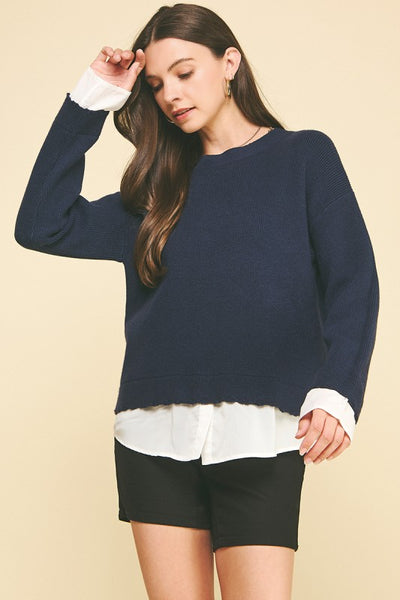 Crewneck Layered Sweater - 2 Colors