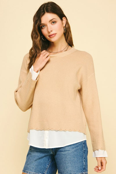 Crewneck Layered Sweater - 2 Colors