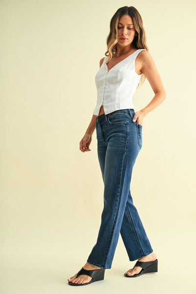 Classic Mid Rise Straight Jeans - Dark Wash