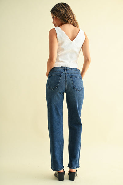 Classic Mid Rise Straight Jeans - Dark Wash