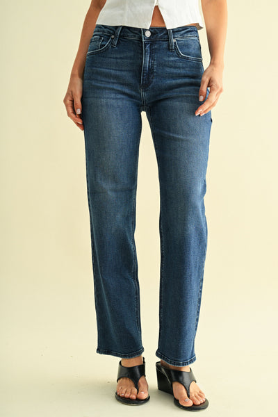 Classic Mid Rise Straight Jeans - Dark Wash