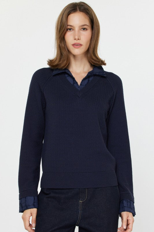 Layered Waffle Sweater