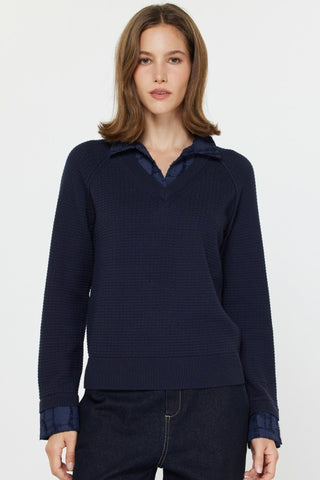 Layered Waffle Sweater