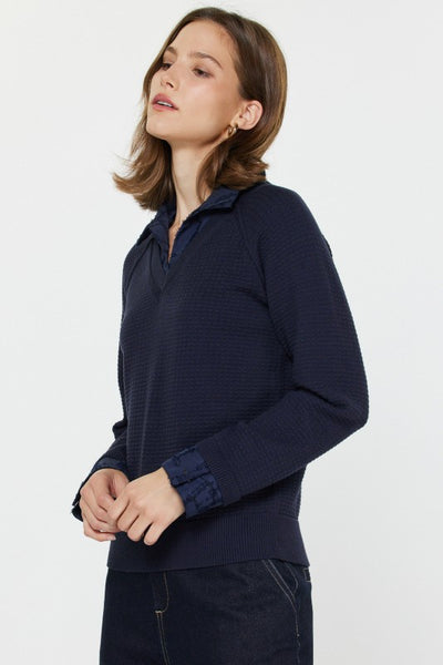 Layered Waffle Sweater