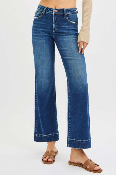 High Rise Straight Leg Jeans - Dark Wash