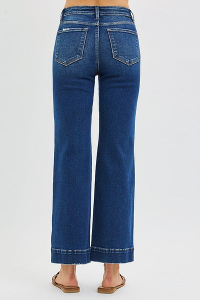 High Rise Straight Leg Jeans - Dark Wash