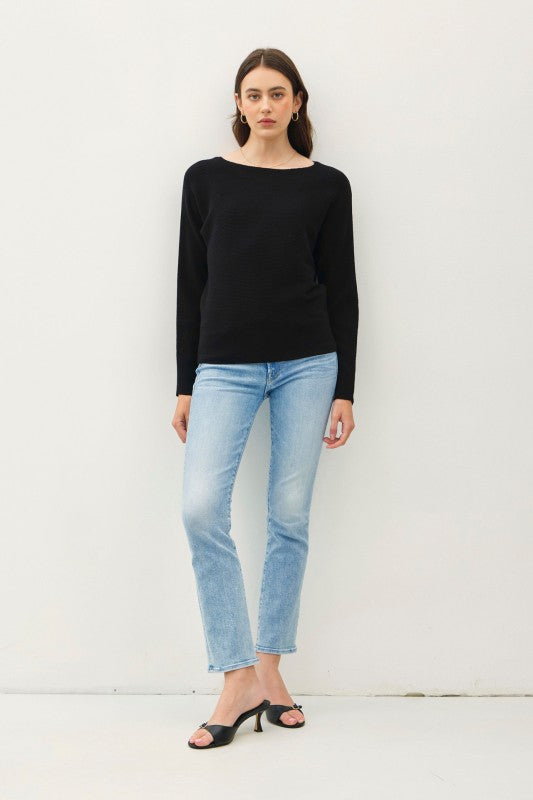 Boatneck Ribbed Dolman Sweater