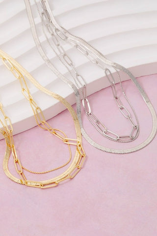 Gold Dipped 3 Layer Chain Necklace