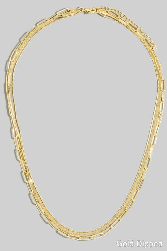 Gold Dipped 3 Layer Chain Necklace
