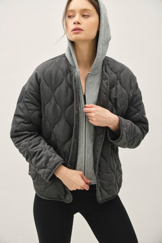 Quilted Jacket With Removable Hood