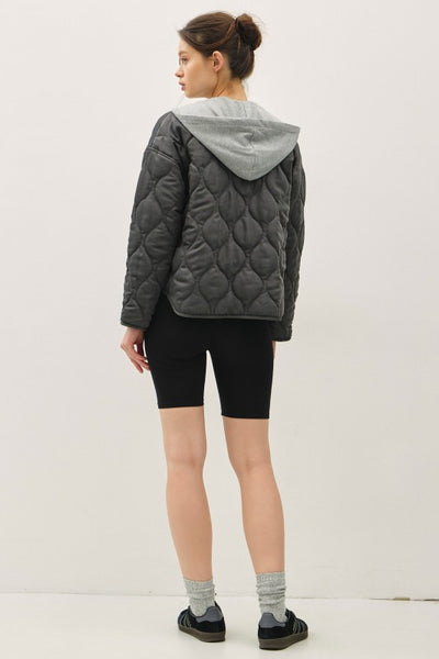 Quilted Jacket With Removable Hood