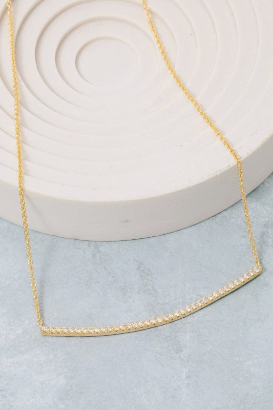 Gold Dipped Rhinestone Bar Necklace