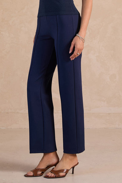 Pintuck Straight Leg Ponte Pants - 2 Colors