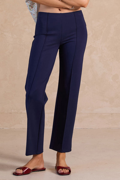Pintuck Straight Leg Ponte Pants - 2 Colors