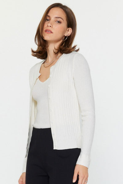 Two Piece Ribbed Cardigan Set - 2 Colors