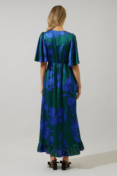 Emerald Hibiscus Wrap Dress