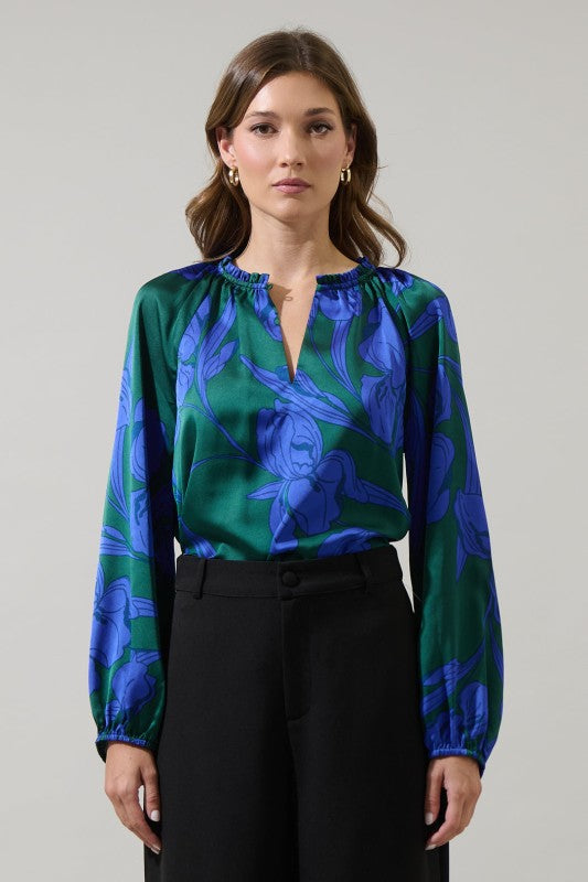 Emerald Hibiscus Blouse