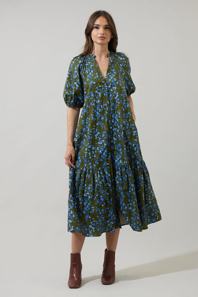 Floral Fields Tiered Midi Dress