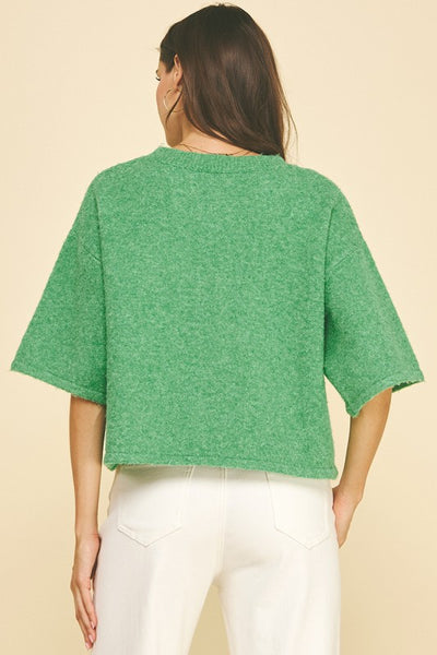 Button Short Sleeve Knit Top - 2 Colors