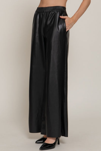 Vegan Leather Wide Leg Pants