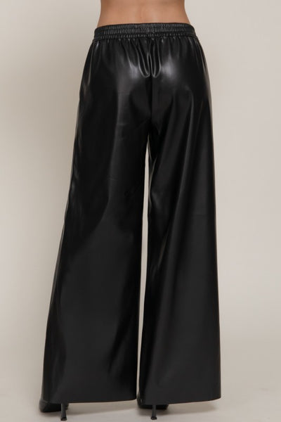 Vegan Leather Wide Leg Pants