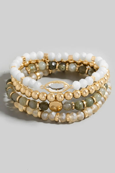 Marquise Charm Beaded Bracelet Set