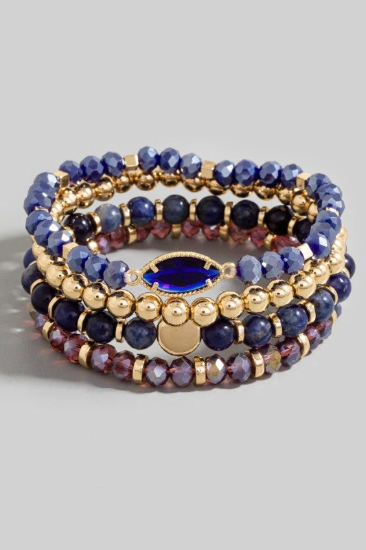 Marquise Charm Beaded Bracelet Set