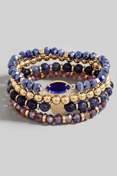 Marquise Charm Beaded Bracelet Set